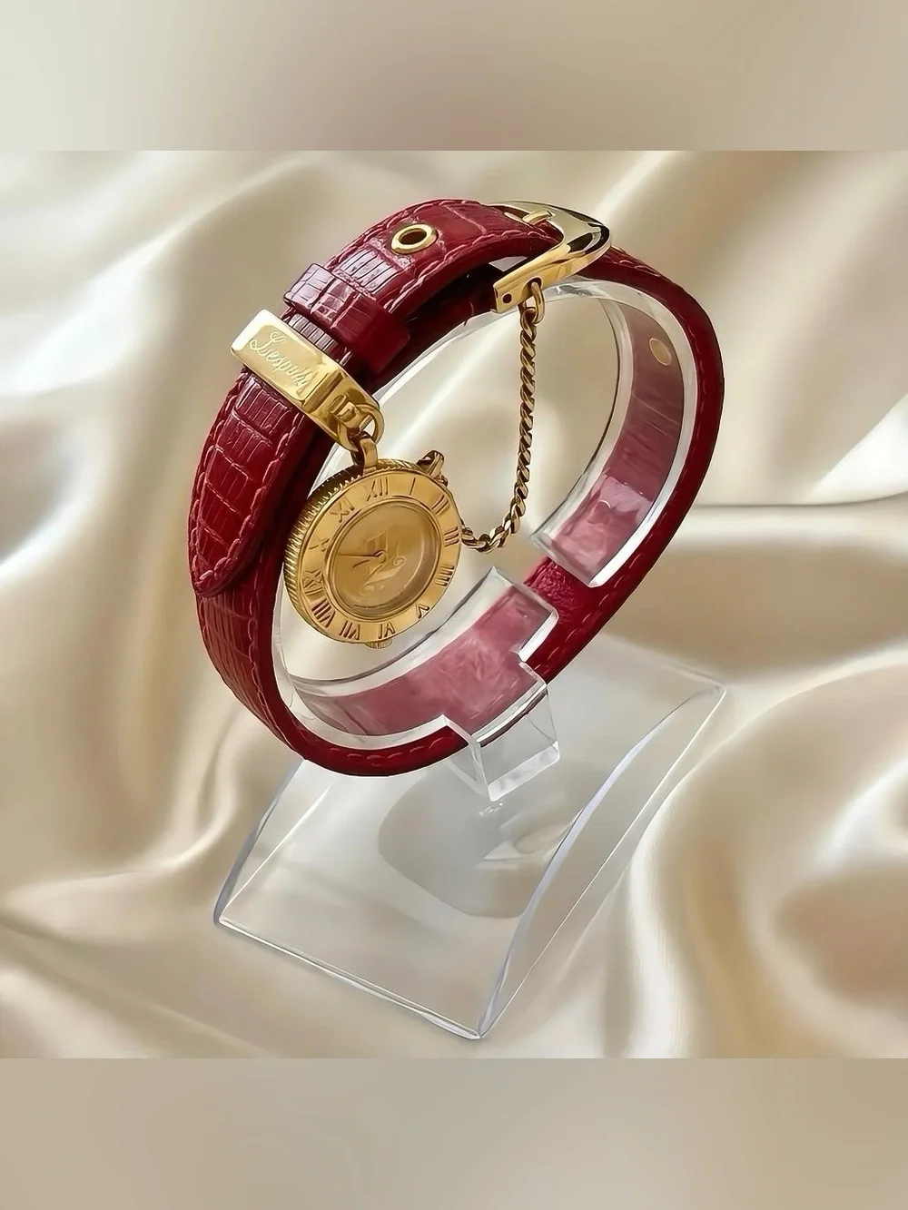 AUTHENTIC RARE VINTAGE SEIKO RED LEATHER WATCH